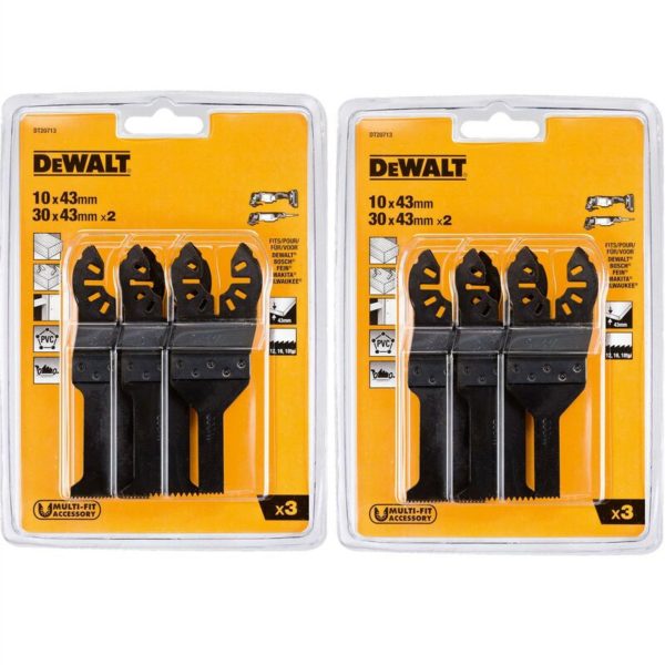 Dewalt - 6pc 43mm Multi Tool Accessory Blade Set 18 12 tpi - DCS355 DWE315