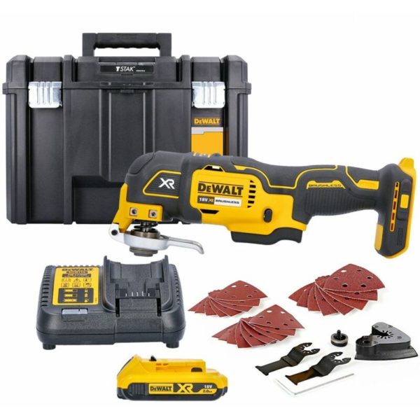 Dewalt DCS355N 18V Multi-Tool With Accessories + 1 x 2.0Ah Battery, Charger & Case