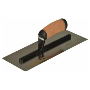 Dewalt Drywall - 0.5mm flex Stainless Steel Curved Trowel, Leather Handle 12in