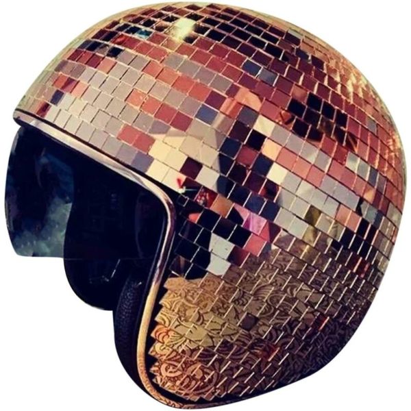 Disco Ball Helmet With Retractable Visor For 2022 Nightclub Cool Props,ROSE gold