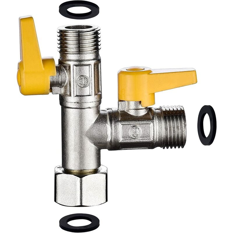Diverter Valves 3 Way Valve 1/2 t Fitting Hand Shower and Overhead Shower Shower Arm 3 Way Diverter Brass Tap Adapter Turn Off