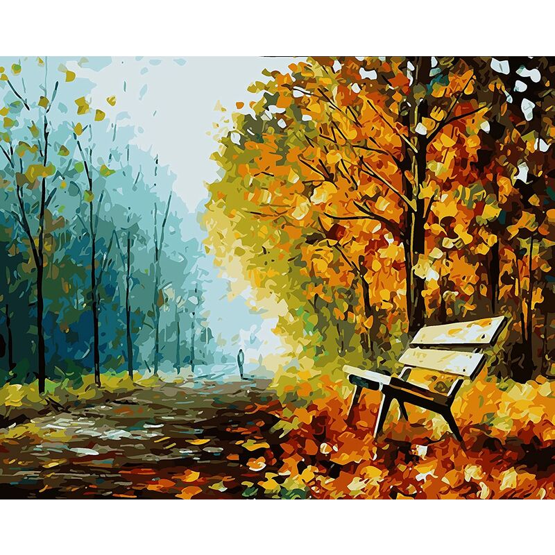 Diy Digital Canvas Oil Painting Gift for Adults Kids Paint by Number Kits Home Decorations-Autumn Trail