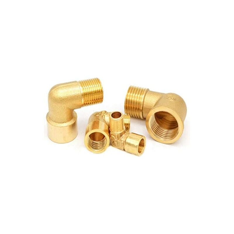 Diy Pipe Fittings 1/8'' 1/4'' 3/8'' 1/2'' 3/4'' 1'' Female x Male Thread 90 Deg Brass Elbow Hose Fitting Coupler Connector Compatible with Adapter