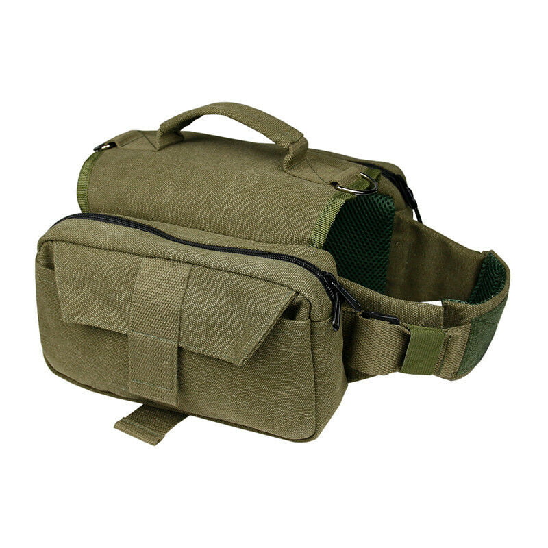 Dog Backpack for Hiking Nylon Dog Harness Backpack with Side Pockets for Medium and Small Dogs(Army Green)