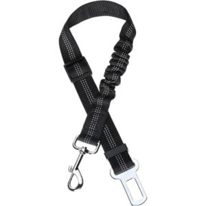 Dog Belt Car Dog Belt with Shock Absorption System and Strong Adjustable Carabiner Harness for Dogs and Cats, Black