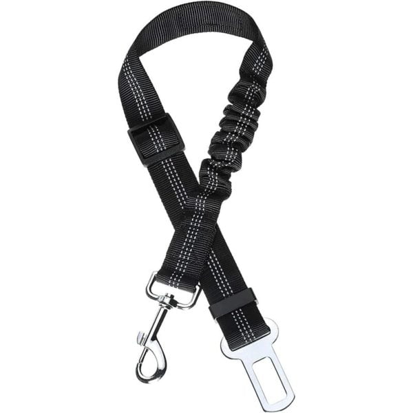 Dog Belt Car Dog Belt with Shock Absorption System and Strong Adjustable Carabiner Harness for Dogs and Cats, Black