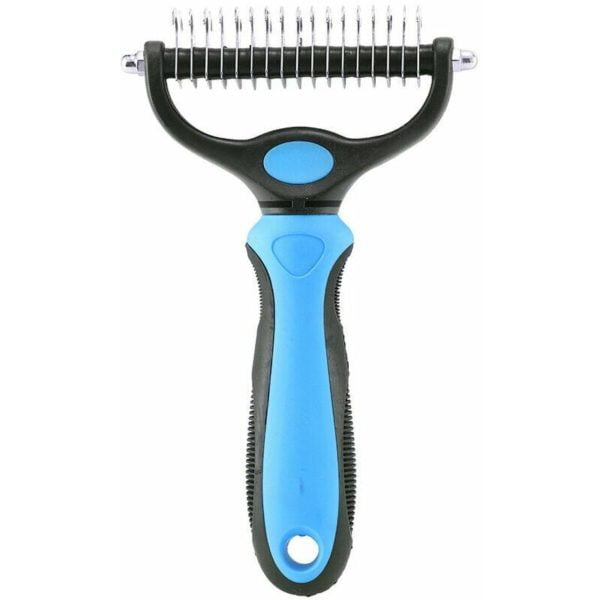 Dog Brush Cat Brush, Professional Dog Detangling Comb and Long Hair Dog Brush, Grooming Rake for Dog and Cat Effectively Reduces Hair Loss (Blue)