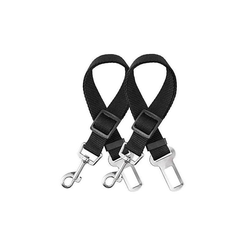 Dog Car Belt, 【2 Pieces】 Universal Dog Car Harness, Adjustable Durable Ripstop Dog Seat Belt 50-90cm for All Dogs and Cats, Black Nylon SOEKAVIA