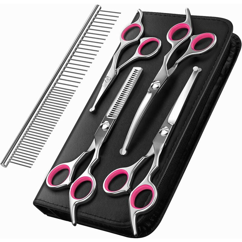 Dog Grooming Scissors, 5Piece Titanium Coated Stainless Steel Pet