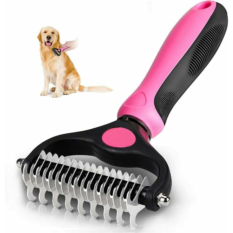 Dog Hair Brush Cat Brush, Dog Detangling Rakes, Hair Removal Grooming Brush, Undercoat Grooming Comb Removes Undercoat, Pet Detangling Rake(pink)