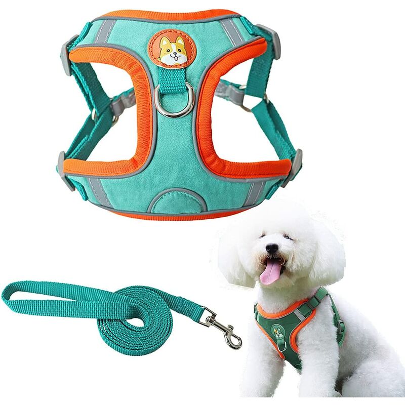 Dog Harness Adjustable Walking Harness Breathable Soft Padded Reflective Chest Harness and Vest for Small Medium Dogs Cat (m, Lake Blue)