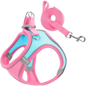 Dog Harness Small Pet Harness Reflective Dog Leash Anti-Pull Dog Chest Harness Adjustable Soft Harness Soft Breathable Mesh and Leash for Small
