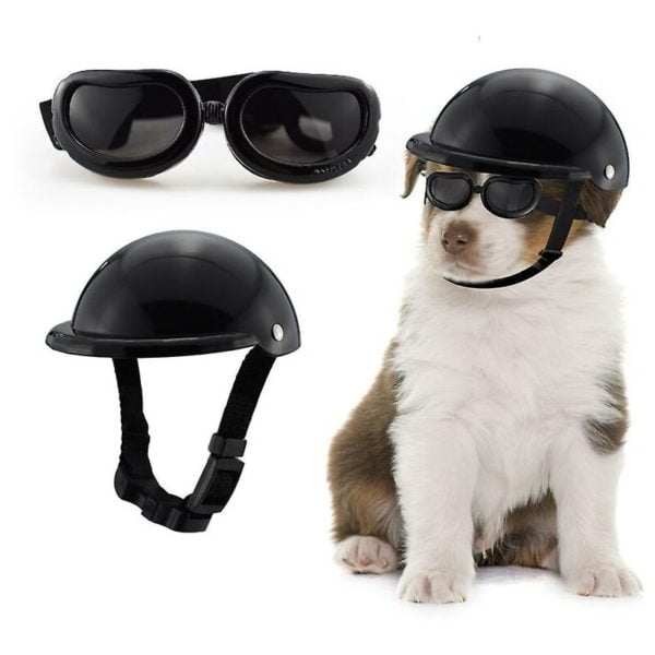 Dog Helmet Glasses Set Pet Helmet Sunglasses Dogs Adjustable Dog Motorcycle Safety Hat (m)