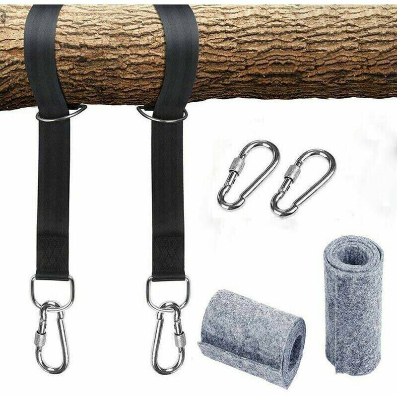 Dontodent Hammock Swing Suspension Harness Kit with 2 Heavy Duty Carabiners and D-Rings, Holds up to 550 lbs with Storage Bag, Tree Protector Pad