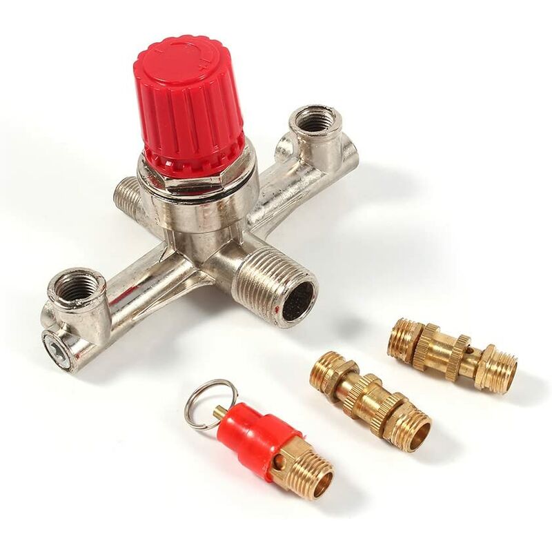 Double Outlet Tube Air Compressor Switch Base Regulator Valve Zinc Alloy Air Compressor Switch Fit Part - Litzee