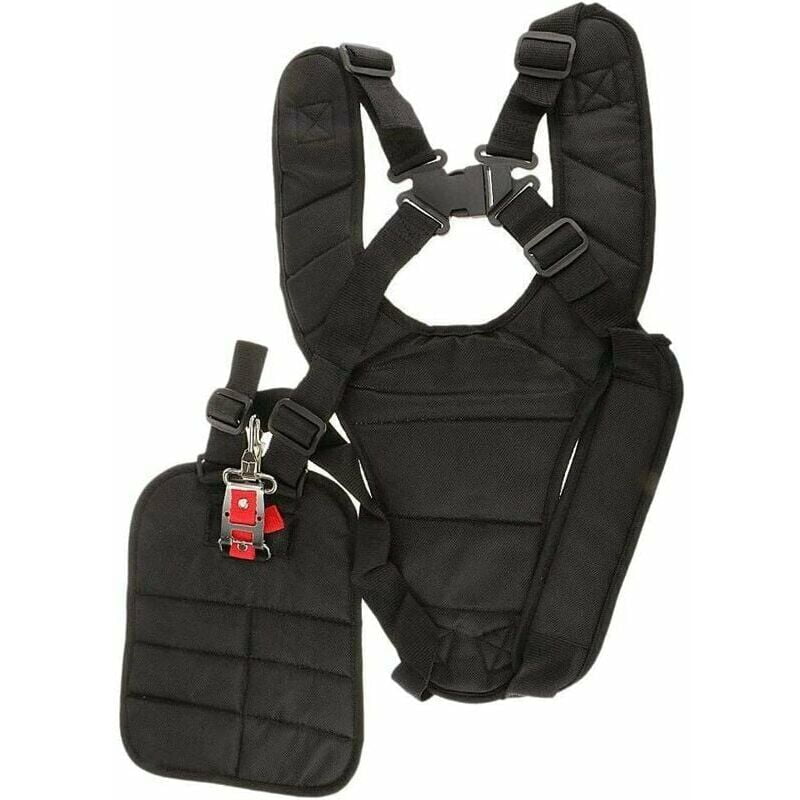 Double Shoulder Harness Padded Safety Button Suspenders for Brush Cutter Trimmer and String Trimmer Padded Shoulder Safety Button Black-