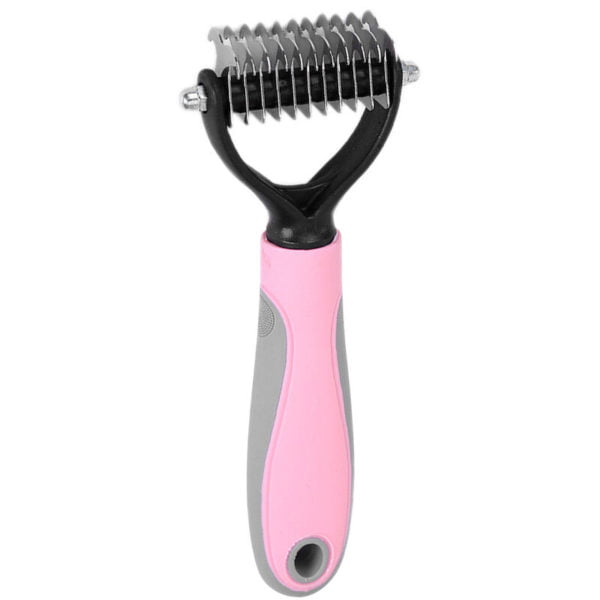 Double-sided Pet Grooming Brush Pet Dematting Comb Undercoat Rake Shedding Brush for Pets Mats & Tangles Removing, Pink S - Pink S