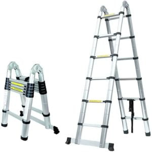 Double sided folding telescopic ladder aluminum alloy multifunctional herringbone ladder extendable heavy duty ladder indoor/outdoor 150kg, maximum