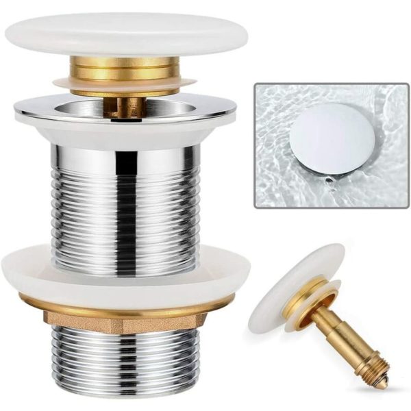 Drain tap without overflow Drain tap with gasket Retractable brass tap G1¼ Drain connection with click function Drain plug for sink, washbasin