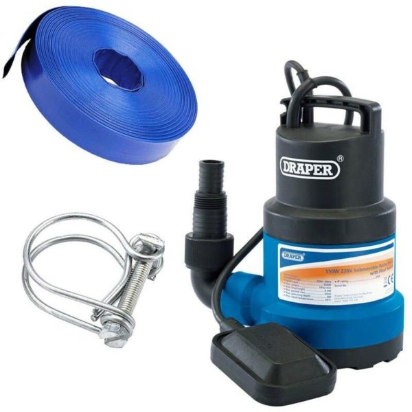 Draper 61584 Submersible Sub Water Pump Float Switch Clean Water & Hose & Clamp