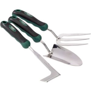 Draper - Stainless Steel Soft Grip Hand Fork & Trowel & Weeder Garden Tool Set