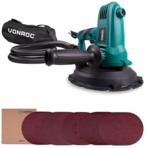 Drywall sander 750W - Ø180MM - Wall and Ceiling - Incl. hose, dust collection bag and 33 pcs. sanding papers - Vonroc
