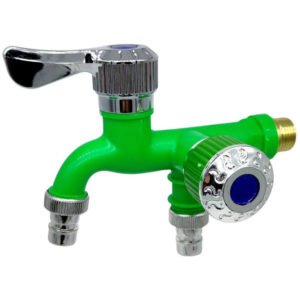 Dual Control Faucets Double Outlets Water Tap Universal Interface Connector Sink Faucets Home Bathroom Hose Irrigation Fitting Garden Watering