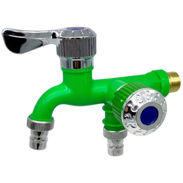 Dual Control Faucets Double Outlets Water Tap Universal Interface Connector Sink Faucets Home Bathroom Hose Irrigation Fitting Garden Watering