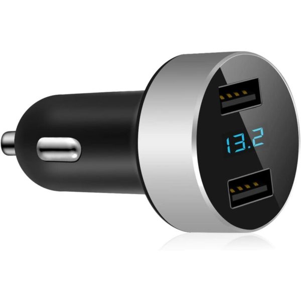 Dual usb Car Charger, 4.8A Output, Cigarette Lighter Voltmeter, Compatible with Apple iPhone, iPad, Samsung Galaxy, lg, Google Nexus, usb Chargers,