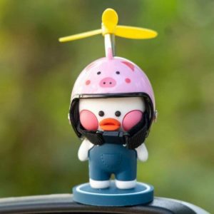 Duck Toy with Helmet Car Dashboard Rearview Mirror Decorations Car Ornaments (Pink Pig)