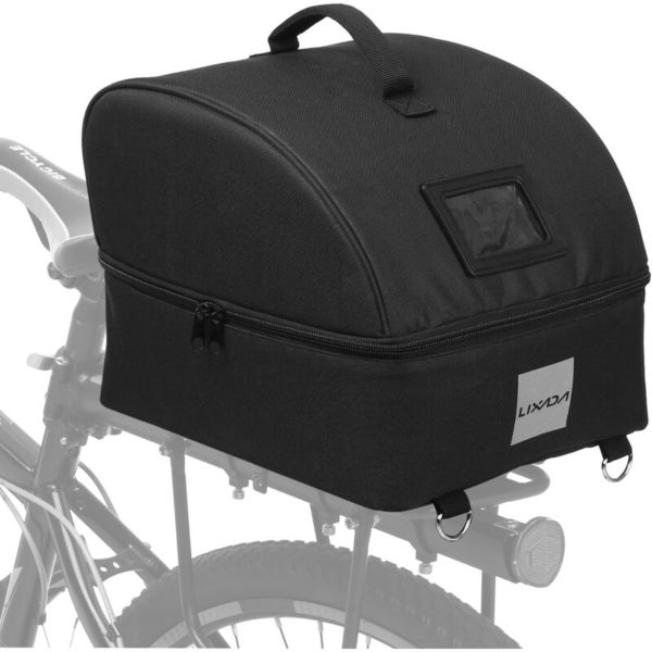 Durable Bike Helmet Bag Zippered Motorcycle Helmet Carrying Bag Bicycle Helmet Storage Case Hands Free Riding Accessory,model:Black - Lixada