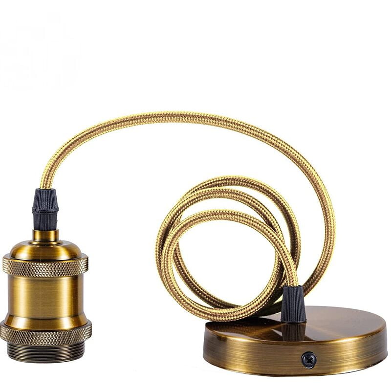 E27 Ceiling Lamp Pendant Lamp Holder Copper Copper Bronze - 1 Meter Line (Gold) - Thsinde