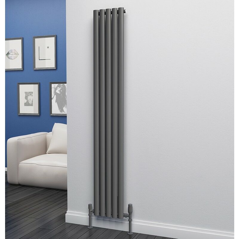 Eastgate Eclipse Steel Anthracite Vertical Designer Radiator 1800mm x 290mm Single Panel - Central Heating - Anthracite