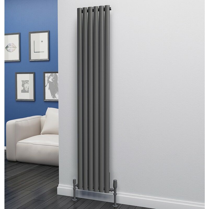 Eastgate Eclipse Steel Anthracite Vertical Designer Radiator 1800mm x 348mm Single Panel - Central Heating - Anthracite