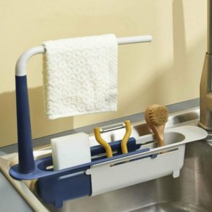 Echoo - Kitchen Sink Sponge Holder, Sink Organizer, Telescopic Sponge Holder for Kitchen Sink Storage