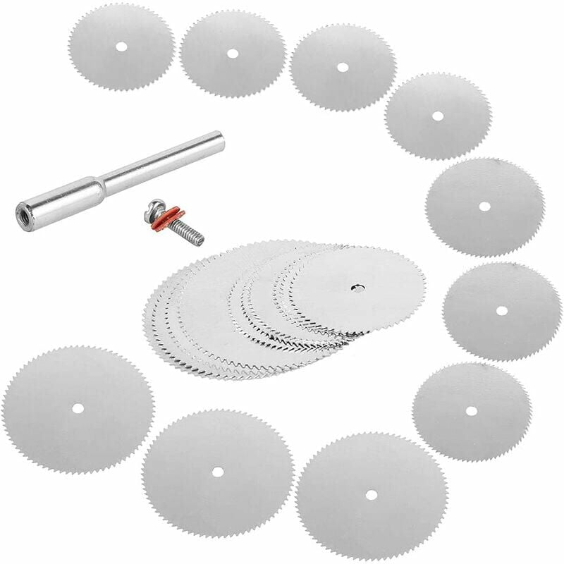 Echoo - Mini Circular Saw Blades,11PCS Woodworking Circular Saw Blade Discs with 1 Extension Rod,Cutting Wheel Disc Kit for Chuck,Drills,Rotary Tools