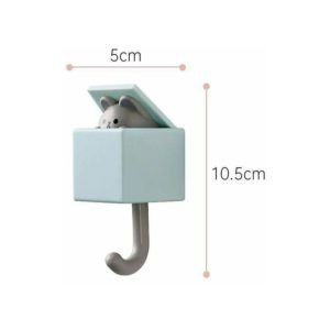 Echoo - Punch-free Telescopic Cat Hook Creative Cute Probe Sticky Hook Bathroom Strong Sticky Glue Hook Behind the Door Coat Hook, Mouse Pattern,