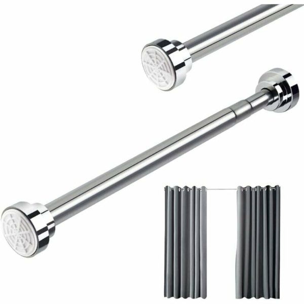 Echoo - Telescopic Shower Curtain Rod 55-85cm Stainless Steel Telescopic Rod Extendable No Drilling Adjustable Length for Cabinet, Bathroom, Windows,