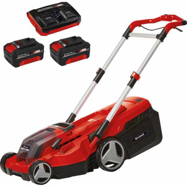 Einhell RASARRO 36/38 36v Cordless Brushless Rotary Lawnmower 380mm 2 x 4ah Li-ion Twin Battery Charger