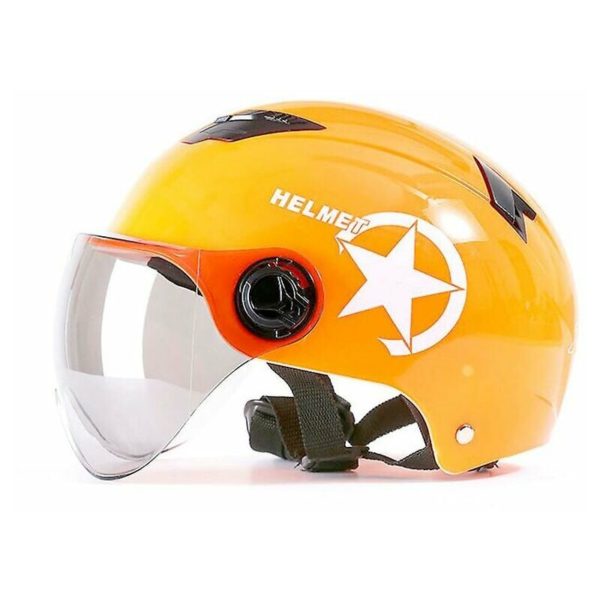 Electric Motor, Car, Helmet, Scooter, Bike, Open Face, Half Baseball Cap, Anti-UV Safety Helmet, Bike, Yellow