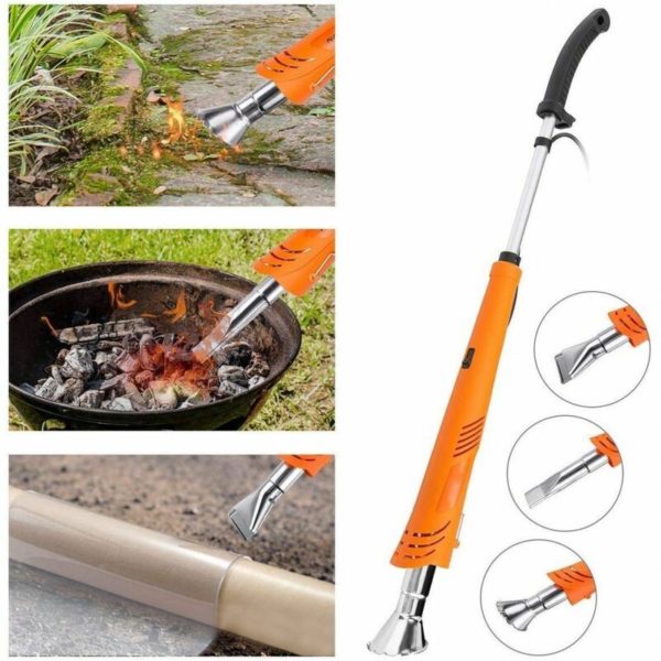 Electric Weed Burner, Burning Grass and Charcoal Thermal Weed Stick - Powerful Weeding Tool up to 650°C, with 3 Nozzles