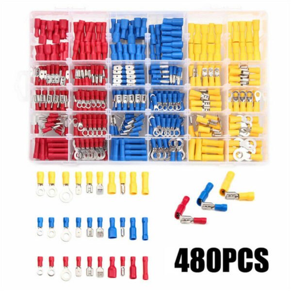 Electrical Connectors Electrical Wire Terminals 480pc Spade Connector Set Insulated Terminal Terminal Crimp Assortment