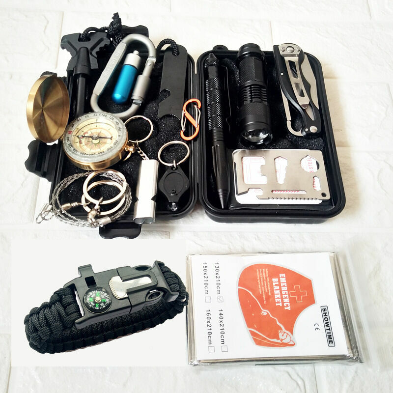 Emergency Survival Kit, Multifunctional Survival Survival and Rescue Kit Outdoor Multi-Tool Outdoor First Aid Supplies for Camping Hiking Hunting