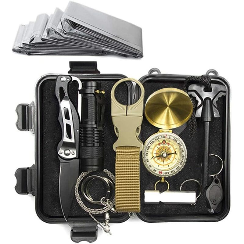 Emergency Survival Kit, Multifunctional Survival Survival and Rescue Kit Outdoor Multi-Tool Outdoor First Aid Supplies for Camping Hiking Hunting