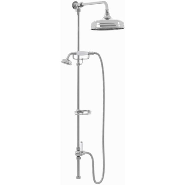 Enki Downton Rg043 Traditional Dual Rigid Shower Riser Kit With Diverter Large Overhead