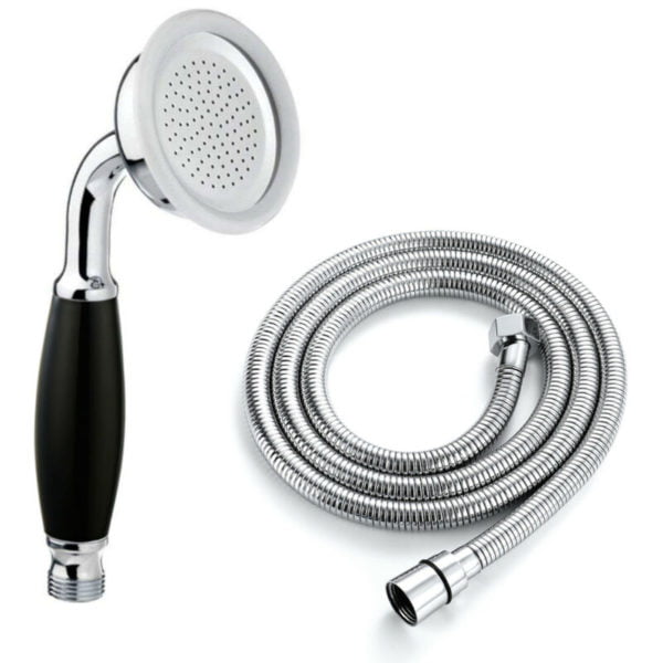 Enki - EH024 Traditional Victorian Black Chrome Brass Hand Shower Head Hose Solid