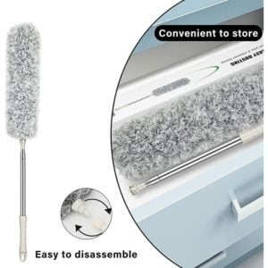 Extendable Duster, Microfiber Duster for Cleaning, 100 Telescopic Extension Pole Long Foldable Head, Washable Duster for High Ceiling Fans, Blinds,