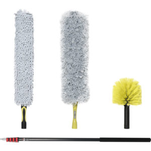 Extendable Feather Duster Cleaning Kit w/ Telescopic Pole 7.2m/23.6ft - Yellow, Grey - Homcom