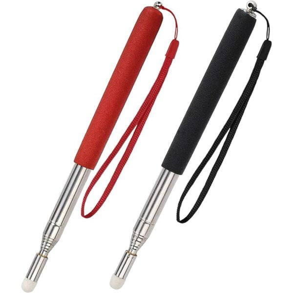 Extendable Presentation Pointer Wand Telescopic Retractable Teachers Pointer Stick for Teaching, Presentation, Guide 2 Pieces (Black and Red)