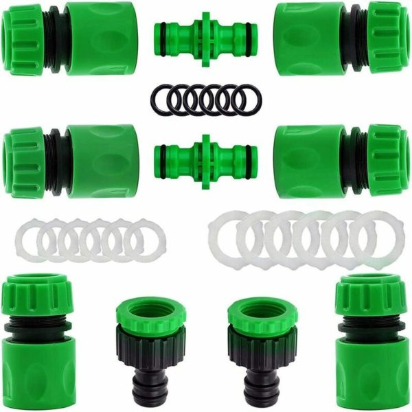 FVO 10 Pack Garden Hose Quick Coupler Set (6pcs 1/2" Hose Quick Coupler, 2pcs Double Coupler, 2pcs Faucet Nose Coupler)